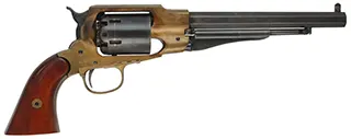 1858 Remington New Model Army Revolver,
.44 caliber, 8" barrel,
percussion, brass frame, walnut grips,
assembled from a kit by C.V.A.